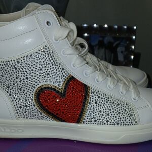 Aldo White and Red Heart Sneakers
